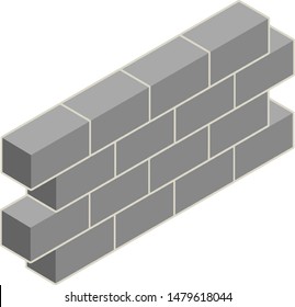 Grey brick isometric wall. Construction of buildings. Material for home repair.