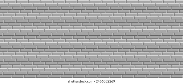 Grey brick wall pattern for kitchen and bathroom. Modern backdrop. Grey cover vector background.