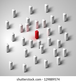 Grey bricks and a red one, vector