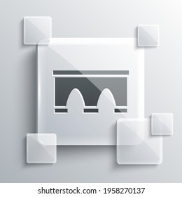 Grey Bridge for train icon isolated on grey background. Square glass panels. Vector