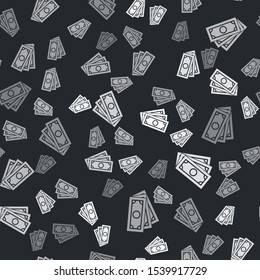Grey Briefcase icon isolated seamless pattern on black background. Business case sign. Business portfolio.  Vector Illustration