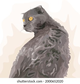 Grey British cat vector illustration