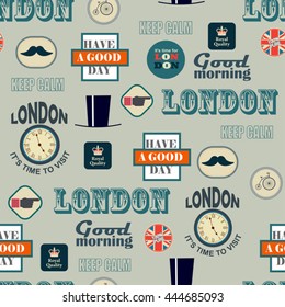 grey british retro seamless pattern 