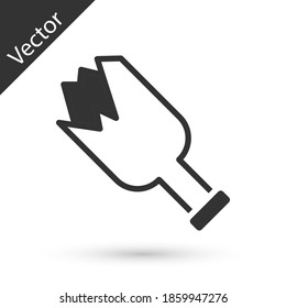 Grey Broken bottle as weapon icon isolated on white background. Vector.