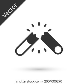 Grey Broken cigarette icon isolated on white background. Tobacco sign. Smoking symbol.  Vector