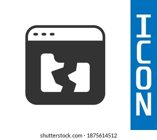 Grey Broken file icon isolated on white background.  Vector