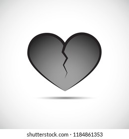 grey broken heart isolated on a white background vector illustration EPS10
