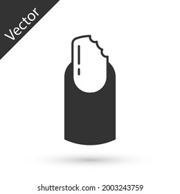 Grey Broken nail icon isolated on white background. Cracked fingernail.  Vector