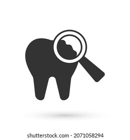 Icono de diente roto gris aislado en fondo blanco. Icono de problema dental. Símbolo de cuidado dental.  Vector