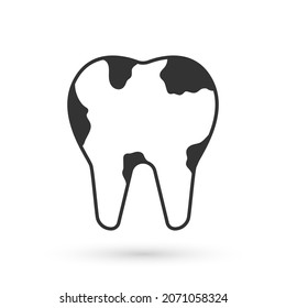 Grey Broken tooth icon isolated on white background. Dental problem icon. Dental care symbol.  Vector