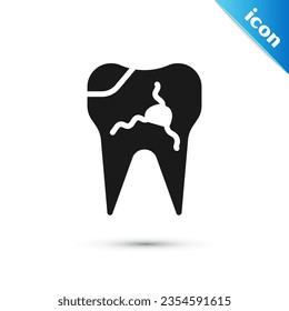 Grey Broken tooth icon isolated on white background. Dental problem icon. Dental care symbol.  Vector Illustration
