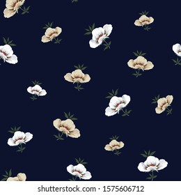 grey and brown vector flowers with navy background
