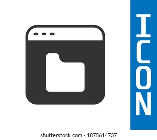 Grey Browser files icon isolated on white background.  Vector