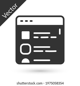 Grey Browser files icon isolated on white background.  Vector