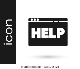 Grey Browser help icon isolated on white background. Internet communication protocol.  Vector Illustration
