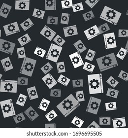 Grey Browser setting icon isolated seamless pattern on black background. Adjusting, service, maintenance, repair, fixing. Vector Illustration