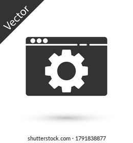 Icono de configuración del navegador gris aislado en fondo blanco. Ajuste, servicio, mantenimiento, reparación, arreglo.  Ilustración vectorial