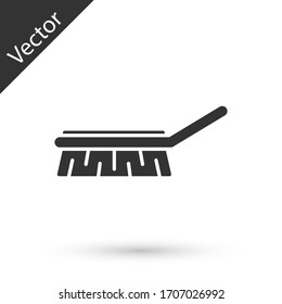 Grey Brush for cleaning icon isolated on white background. Cleaning service concept. Vector Illustration