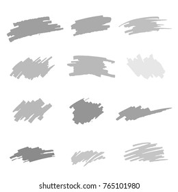 grey brush ink paint vector illustration set