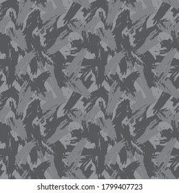 Grey Brush Stroke Camouflage abstract seamless pattern background suitable for fashion textiles, graphics