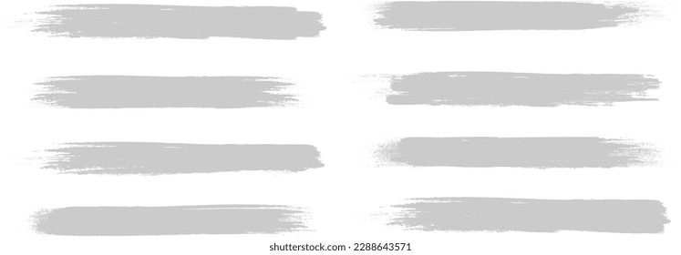 Grauer Pinselstrich einzeln auf Hintergrund. Pinselstrich, Pinselstrich-Vektorgrafik für Farbfarbe, Grunge-Design-Element, Schmutzbanner, Aquarell-Design, schmutzige Textur. Trendiger Pinselstrich, Vektorgrafik