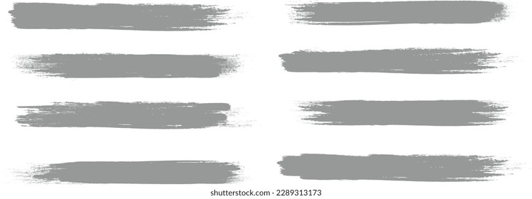 Grey brush stroke set isolated on background. Paint brush stroke vector for ink paint, grunge design element, dirt banner, watercolor design, dirty texture. Trendy brush stroke, vector illustration