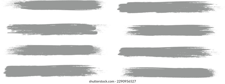 Grey brush stroke set isolated on background. Paint brush stroke vector for ink paint, grunge design element, dirt banner, watercolor design, dirty texture. Trendy brush stroke, vector illustration