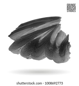 Grey brush stroke and texture. Grunge vector abstract hand - painted element. Underline and border design.