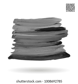 Grey brush stroke and texture. Grunge vector abstract hand - painted element. Underline and border design.