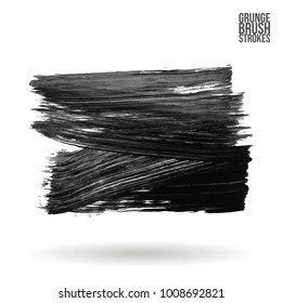 Grey brush stroke and texture. Grunge vector abstract hand - painted element. Underline and border design.
