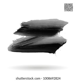 Grey brush stroke and texture. Grunge vector abstract hand - painted element. Underline and border design.