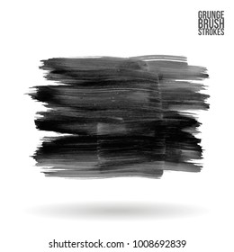 Grey brush stroke and texture. Grunge vector abstract hand - painted element. Underline and border design.