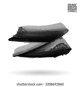 Grey brush stroke and texture. Grunge vector abstract hand - painted element. Underline and border design.