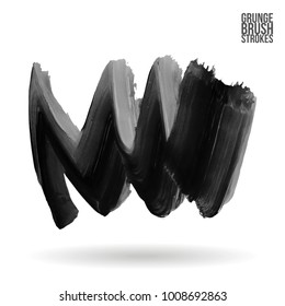 Grey brush stroke and texture. Grunge vector abstract hand - painted element. Underline and border design.