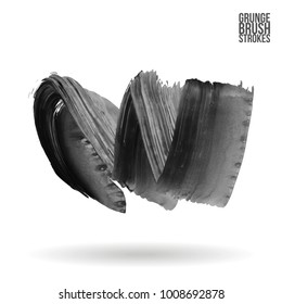 Grey brush stroke and texture. Grunge vector abstract hand - painted element. Underline and border design.