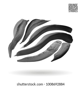 Grey brush stroke and texture. Grunge vector abstract hand - painted element. Underline and border design.