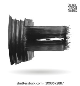 Grey brush stroke and texture. Grunge vector abstract hand - painted element. Underline and border design.