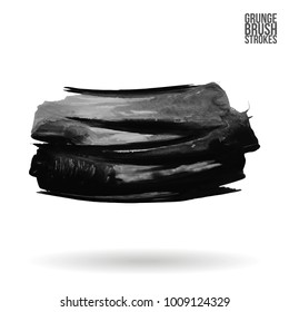 Grey brush stroke and texture. Grunge vector abstract hand - painted element. Underline and border design.