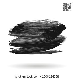 Grey brush stroke and texture. Grunge vector abstract hand - painted element. Underline and border design.