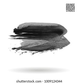 Grey brush stroke and texture. Grunge vector abstract hand - painted element. Underline and border design.