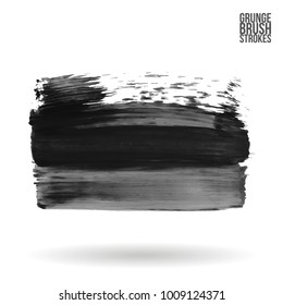 Grey brush stroke and texture. Grunge vector abstract hand - painted element. Underline and border design.