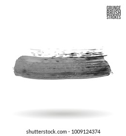 Grey brush stroke and texture. Grunge vector abstract hand - painted element. Underline and border design.