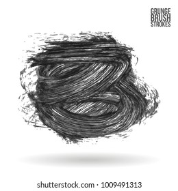 Grey brush stroke and texture. Grunge vector abstract hand - painted element. Underline and border design.