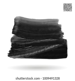 Grey brush stroke and texture. Grunge vector abstract hand - painted element. Underline and border design.