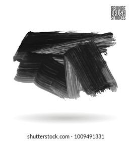 Grey brush stroke and texture. Grunge vector abstract hand - painted element. Underline and border design.