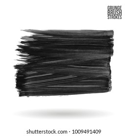 Grey brush stroke and texture. Grunge vector abstract hand - painted element. Underline and border design.