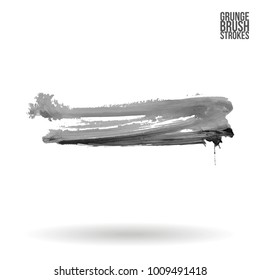 Grey brush stroke and texture. Grunge vector abstract hand - painted element. Underline and border design.