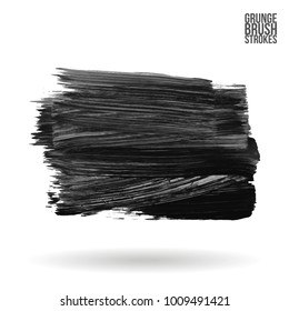 Grey brush stroke and texture. Grunge vector abstract hand - painted element. Underline and border design.