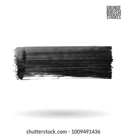 Grey brush stroke and texture. Grunge vector abstract hand - painted element. Underline and border design.