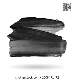 Grey brush stroke and texture. Grunge vector abstract hand - painted element. Underline and border design.